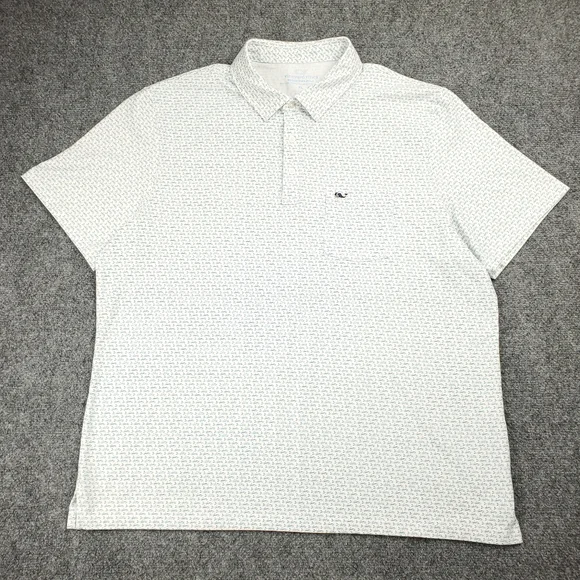 Vineyard Vines Edgartown Polo Shirt Mens XL Fish Print Pima Stretch Performance - Picture 2 of 9